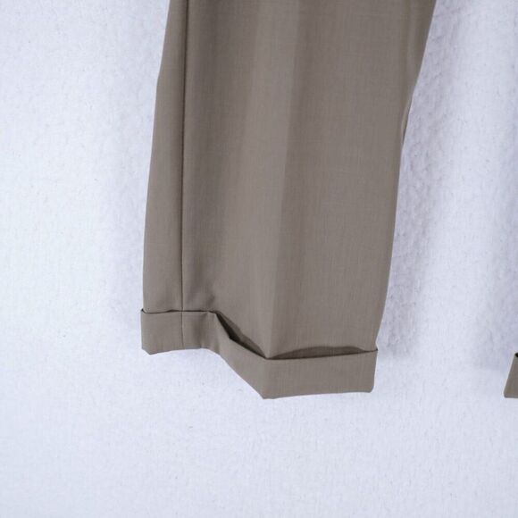 Lauren Ralph Lauren Tan Wool 39/30 Dress Pants Pleated Cuffed Mid Rise Tag 38/30 - Picture 2 of 9